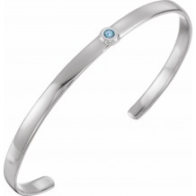 14K White Aquamarine Cuff 6 Bracelet