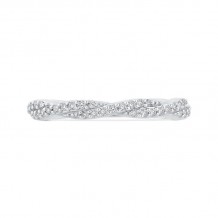 Shah Luxury Round Cut Diamond Crossover Shank Half-Eternity Wedding Band In 14K White Gold