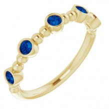 14K Yellow Stackable Blue Sapphire Bead Ring