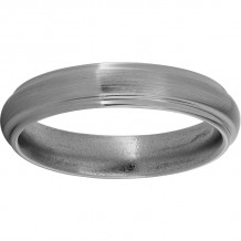 Titanium Domed Band with Grooved Edges and Satin Finish