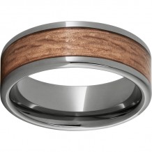 Rugged Tungsten  8mm Pipe Cut Band with Copper Inlay and Bark Finish