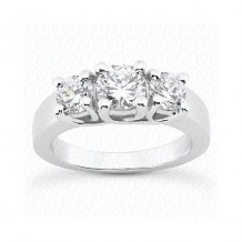 14k White Gold Diamond Semi-Mount 3 Stone Engagement Ring