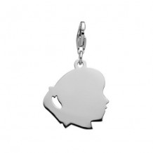 Sterling Silver Girl's Head Bracelet Charm