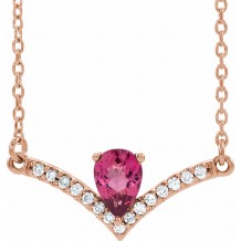 14K Rose Pink Tourmaline & .06 CTW Diamond 18 Necklace