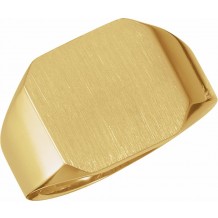 14K Yellow 15 mm Octagon Signet Ring