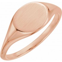 14K Rose 11x9 mm Oval Signet Ring