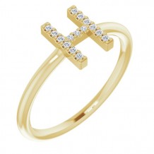 14K Yellow .07 CTW Diamond Initial H Ring