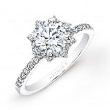 18k White Gold Star Halo White Diamond Engagement Ring