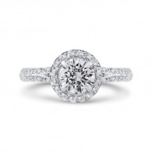 Shah Luxury 14K White Gold Round Diamond Double Row Engagement Ring with Split Shank  (Semi-Mount)