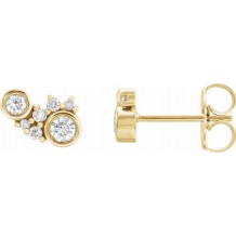 14K Yellow 1/4 CTW Diamond Scattered Bezel-Set Earrings