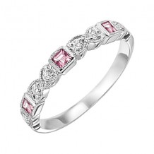Gems One 14Kt White Gold Diamond (1/12Ctw) & Pink Tourmaline (1/6 Ctw) Ring