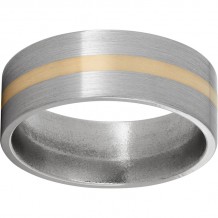 Titanium Flat Band with a 2mm 14K Yellow Gold Inlay and Satin Finish