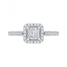 Shah Luxury 14K Two-Tone Gold Princess Cut Diamond Halo Engagement Ring (Semi-Mount)