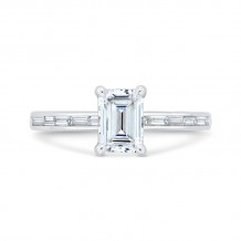 Shah Luxury 14K White Gold Emerald Cut Diamond Solitaire Plus Engagement Ring (Semi-Mount)