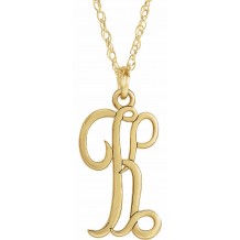 14K Yellow Script Initial K 16-18 Necklace