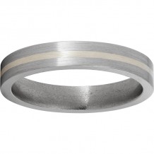 Titanium Flat Band with a 1mm Sterling Silver Inlay and Satin Finish