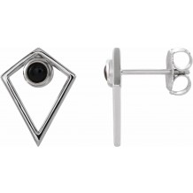 14K White Onyx Cabochon Pyramid Earrings