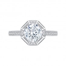 Shah Luxury Round Diamond Cathedral Style Engagement Ring In 14K White Gold (Semi-Mount)