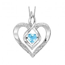 Gems One Silver Diamond (1/50 Ctw) & Created Blue Topaz (1/4 Ctw) Pendant