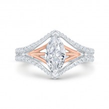 Shah Luxury 14K Two-Tone Gold Diamond Engagement Ring (Semi-Mount)