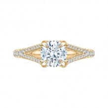 Shah Luxury 14K Yellow Gold Round Diamond Engagement Ring with Split Shank (Semi-Mount)