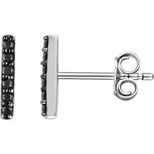 14K White 1/10 CTW Black Diamond Bar Earrings