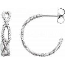 Platinum 17x3.6 mm Rope Hoop Earrings