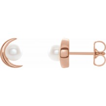 14K Rose Freshwater Cultured Pearl Earrings