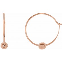 14K Rose Youth Hoop Earrings with Bead