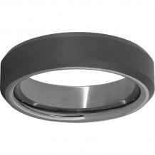 Rugged Tungsten  6mm Beveled Edge Band with Sandblast Finish