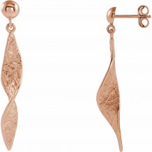 14K Rose Twisted Dangle Earrings