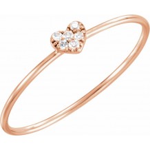 14K Rose .03 CTW Diamond Petite Heart Ring