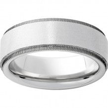 Serinium Flat Band with Milgrain Textured Edges and Stone Finish