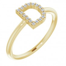 14K Yellow .08 CTW Diamond Initial D Ring