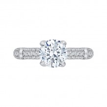 Shah Luxury 14K White Gold Round Diamond Cathedral Style Engagement Ring (Semi-Mount)