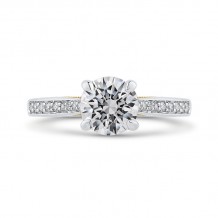 Shah Luxury 14K Two-Tone Gold Round Cut Diamond Engagement Ring (Semi-Mount)