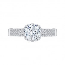 Shah Luxury 14K White Gold Round Diamond Cathedral Style Engagement Ring (Semi-Mount)