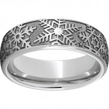 Serinium Domed Band with Snowflake Laser Engraving