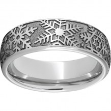 Serinium Domed Band with Snowflake Laser Engraving