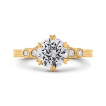 Shah Luxury 14K Yellow Gold Round Cut Diamond Engagement Ring (Semi-Mount)