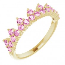 14K Yellow Pink Sapphire Crown Ring