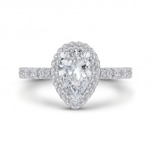 Shah Luxury 14K White Gold Pear Diamond Halo Engagement Ring (Semi-Mount)