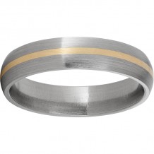 Titanium Domed Band with a 1mm 14K Yellow Gold Inlay and Satin Finish