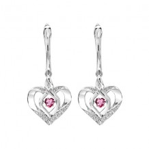 Gems One Silver Diamond (1/50 Ctw) & Createdpink Tourmaline (1/8 Ctw) Earring