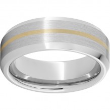 Serinium Beveled Edge Band with a 1mm 14K Yellow Gold Inlay