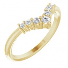 14K Yellow Diamond Graduated V Ring