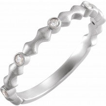 14K White .07 CTW Diamond Anniversary Band with Bead Blast Finish