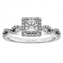 Platinum 0.33ct Diamond Halo Semi Mount Engagement Ring