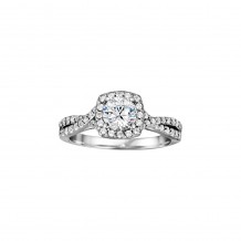 Platinum 0.48ct Diamond Halo Semi Mount Engagement Ring