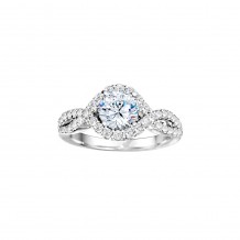 Platinum 0.74ct Diamond Halo Semi Mount Engagement Ring